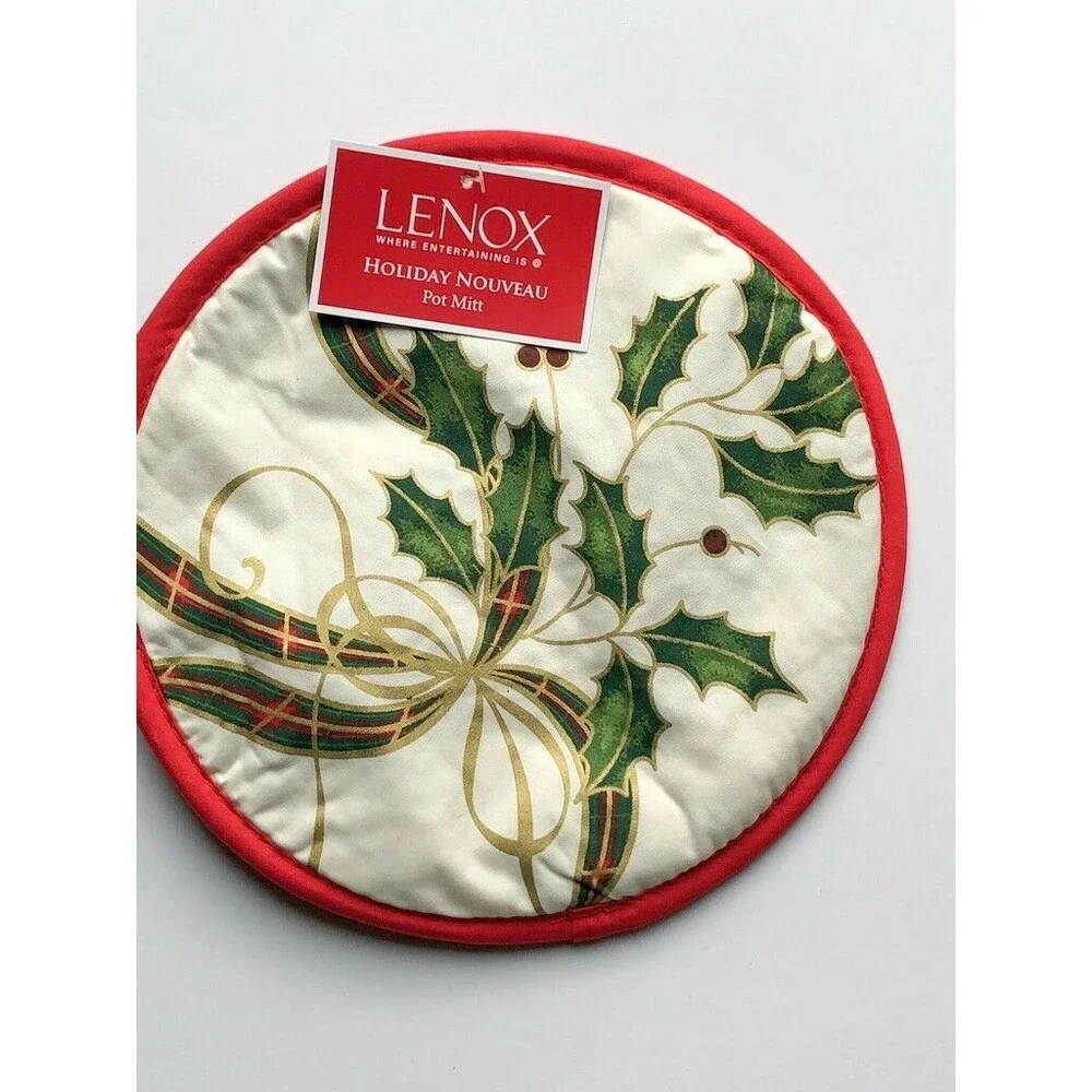 Lenox Christmas Oven Mitt Potholder Set of 2 Holiday Nouveau Hot Pad Quilted